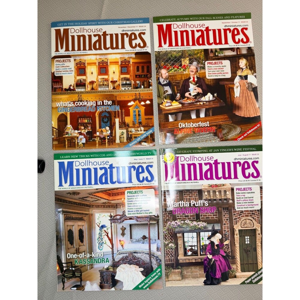Lot of 4 Dollhouse Miniatures Magazines May -Dec 2011; Issues 21-24 Inspiration